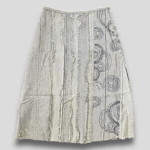 WHISTLER DISTRESSED BOHO Y2K RAW HEM STRIPE METALLIC BEADS BLUE CREAM 4 SMALL